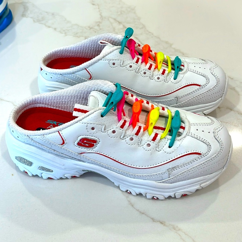 Sketchers D’Lites rainbow sneaker mules slides like new 5.5 11958